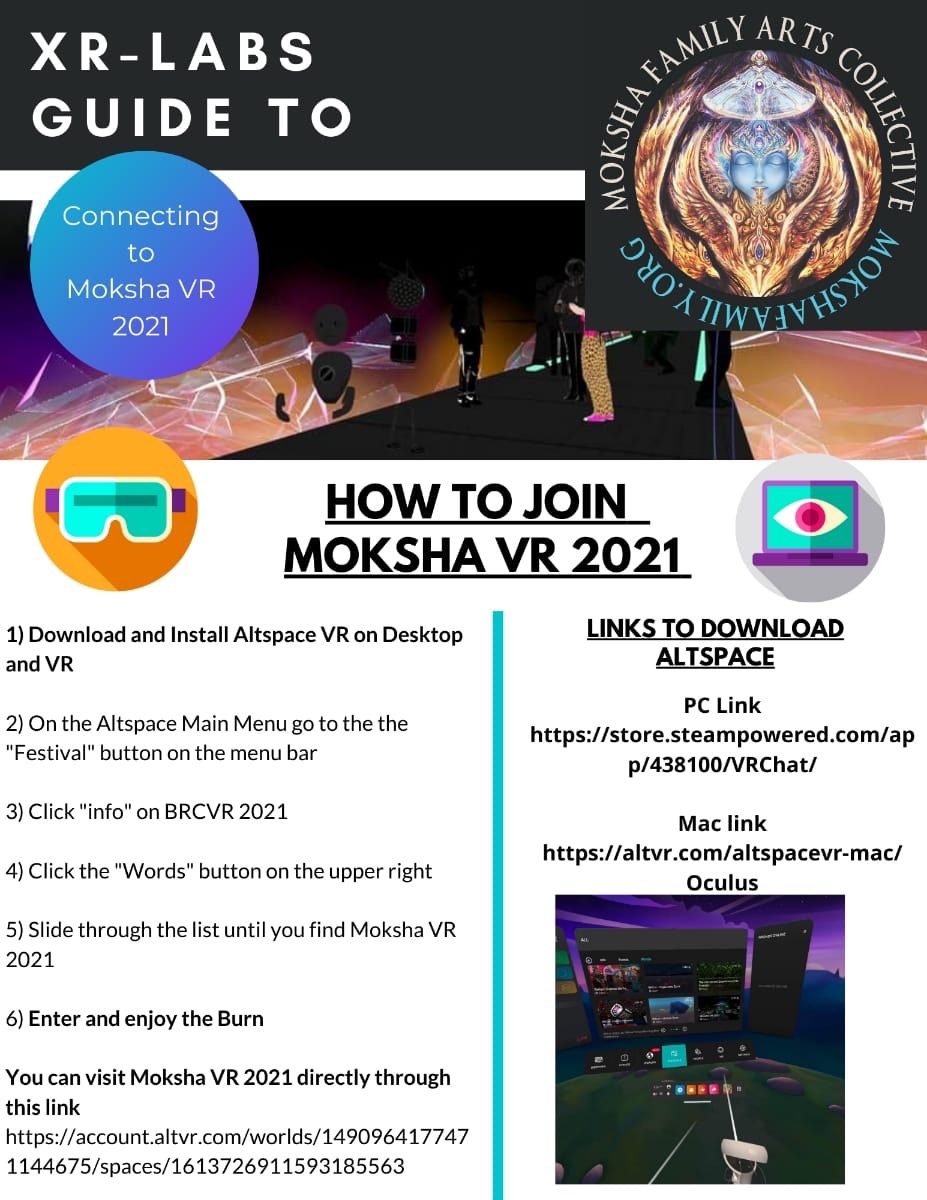 Moksha Arts Collective Presents – Moksha VR Gallery 2021 – Sept 3 @ Burningman in AltspaceVR